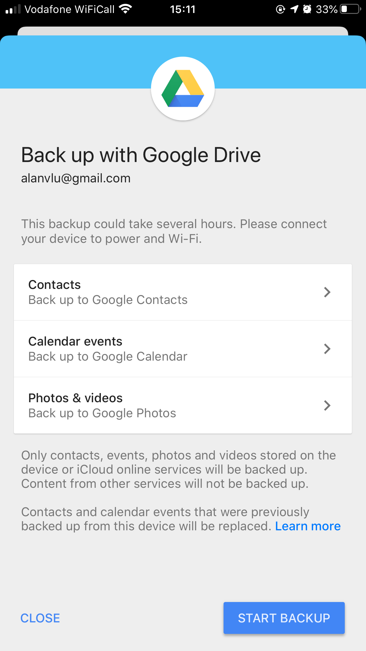 iPhone backup to Google Drive - Vodafone UK News Centre