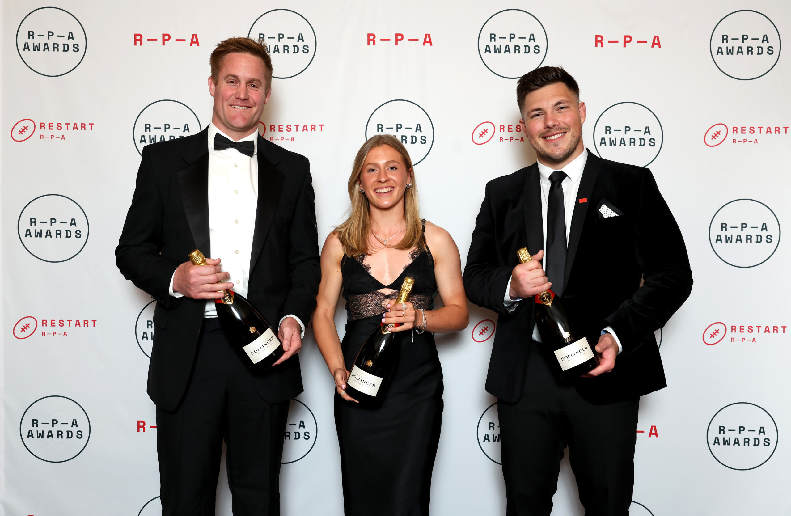 GJ Van Velze, Shona Campbell and Ethan Waller picking up their Vodafone Business Gain Line Awards on May 29, 2024.