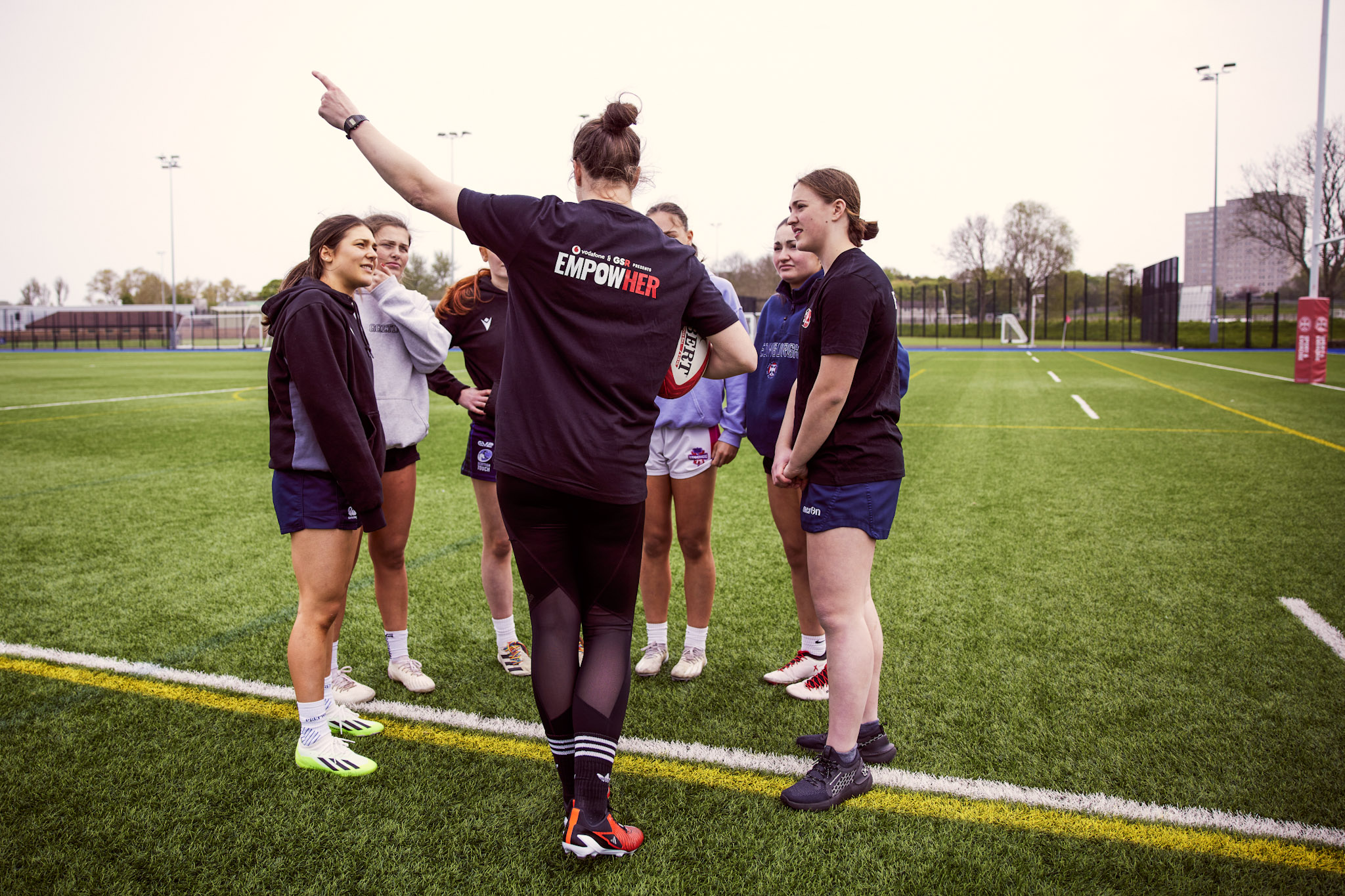 Rugby training session at The University of Edinburgh as part of the EmpowHER project, delivered by Vodafone and The Good, The Scaz & The Rugby