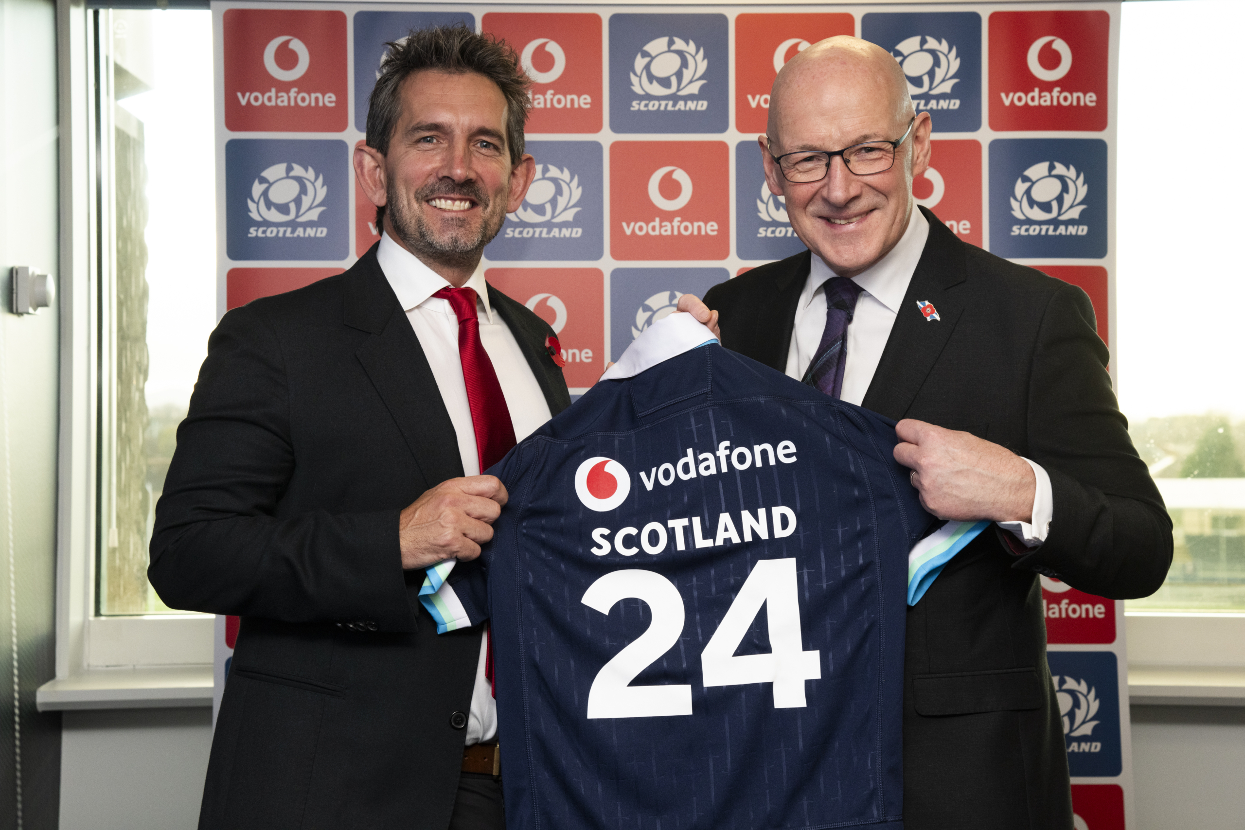 Max Taylor, Vodafone CEO, with First Minister of Scotland, John Swinney